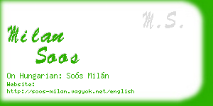 milan soos business card